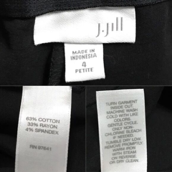 J. Jill Black White T Cross Ankle Pants Petite 4P - Picture 5 of 7